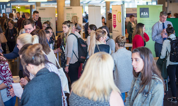 A busy recruitment fair at Queen Margaret University