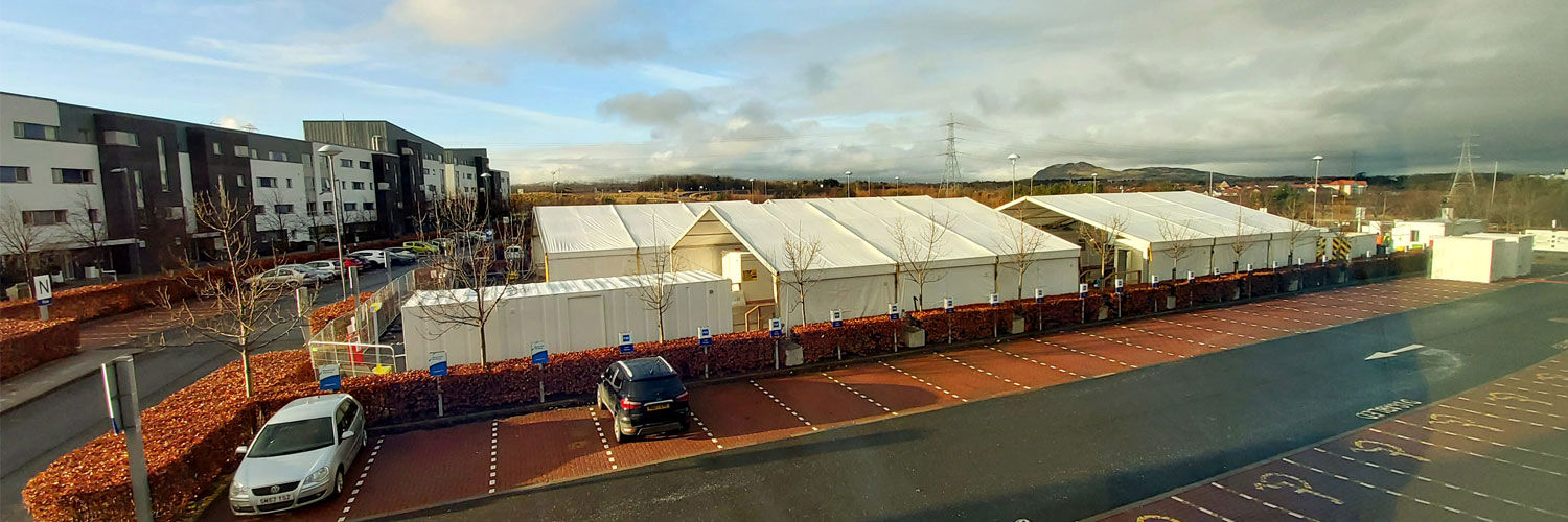 A large area of the QMU car park opened up as a COVID-19 vaccination drive-through facility.