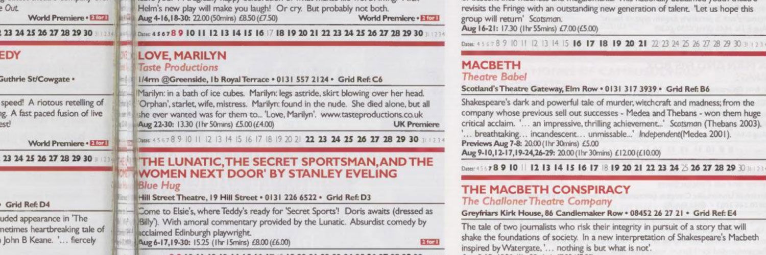 This is the programme listing for a production of Macbeth at the Gateway Theatre, home of our drama provision for some years.