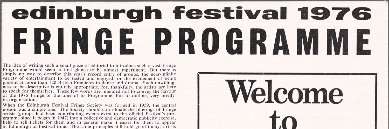 The programme for the 1976 Edinburgh Festival Fringe.