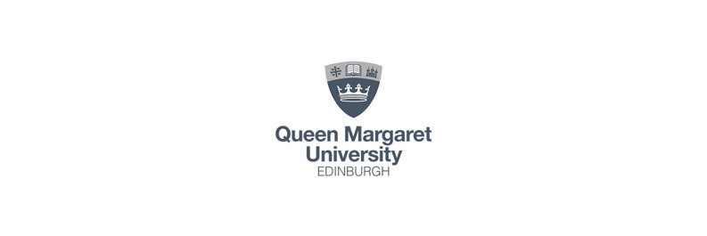 QMU logo in blue against a white background