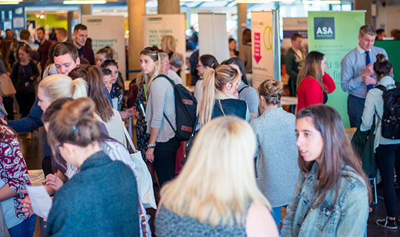 A busy recruitment fair at Queen Margaret University