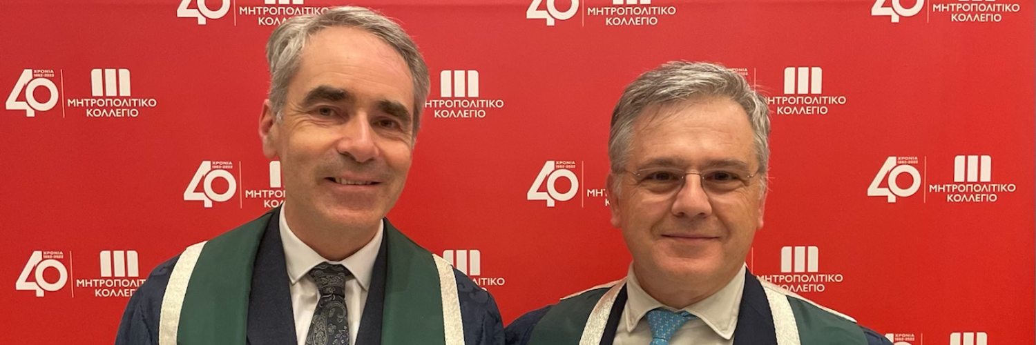 Queen Margaret Deputy Principal Professor Richard Butt with Metropolitan College Principal Dimitris Diamantis.