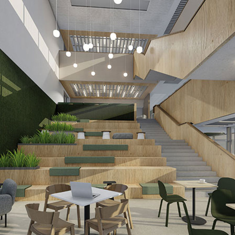 Artists impression of an interior space in the recently completed Innovation Hub