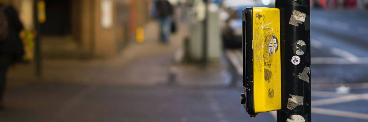A close up shot of a pedestrian crossing