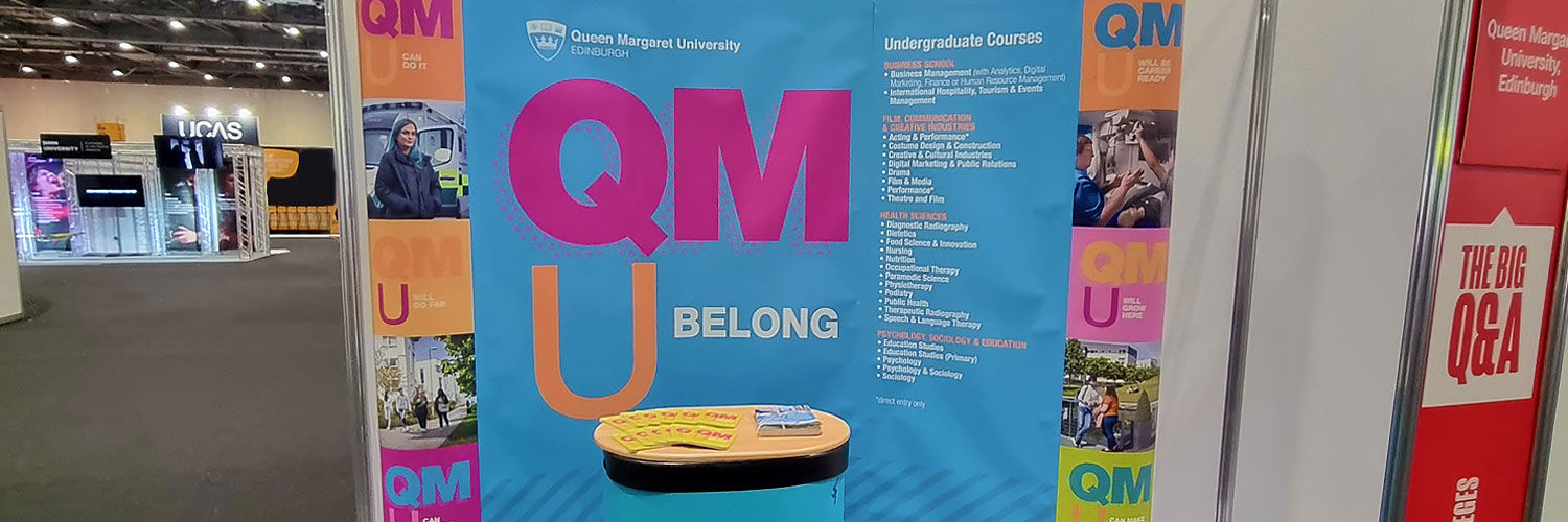 The QMU stall at a UCAS event