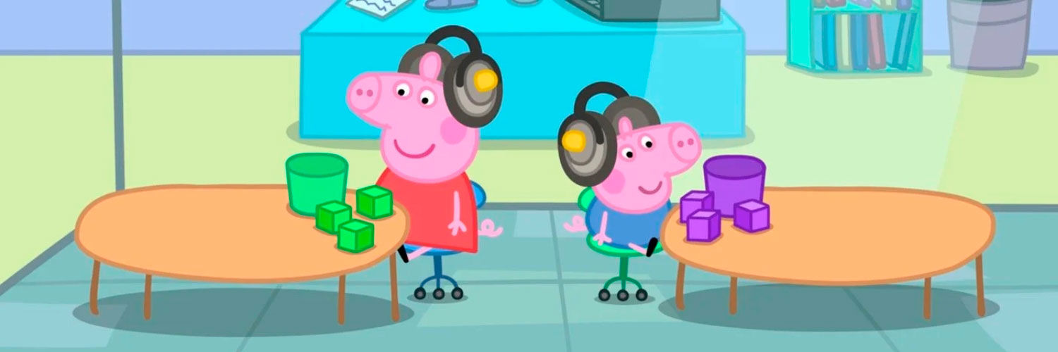George Pig gets tested for hearing loss