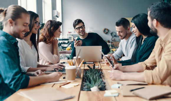 Group of creative individuals in a meeting