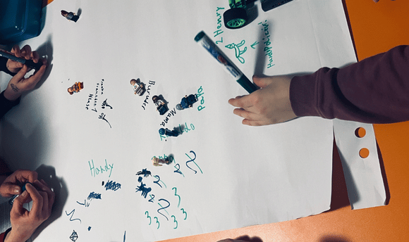 Children working in a group project