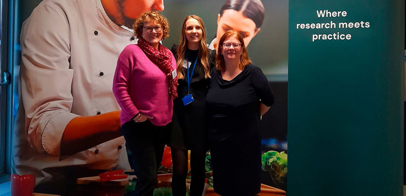 Ceri Ritchie, Principal Consultant at SAC Consulting (part of SRUC) (left) with Sarah Wilkie, Sensory Technologist at QMU and Catriona Liddle, Head of Scottish Centre for Food Development & Innovation at QMU (right)
