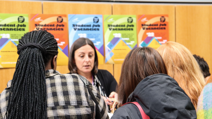 students at a careers fair