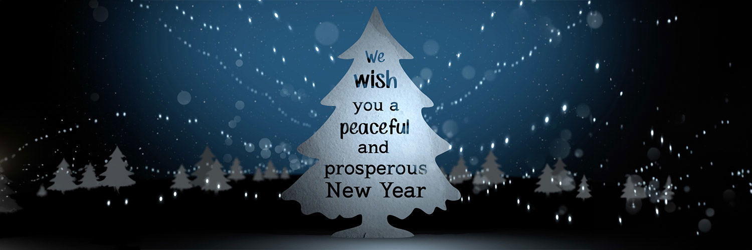 Christmas tree graphic with 2024 QMU message