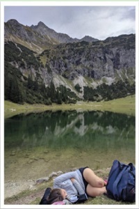 Victoria resting after hill walk