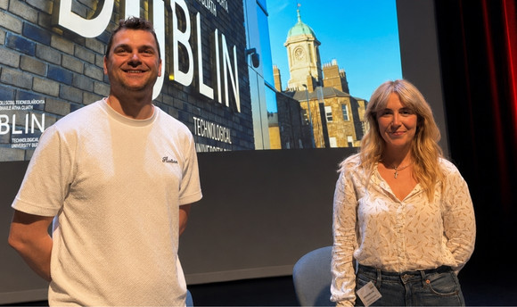 Dr Andy Henry and Dr Victoria Bianchi at the Irish Society for Theatre Research Conference 2026, held at TU Dublin’s Grangegorman Campus