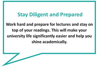 Blue speech bubble stating "Stay diligent and prepared"