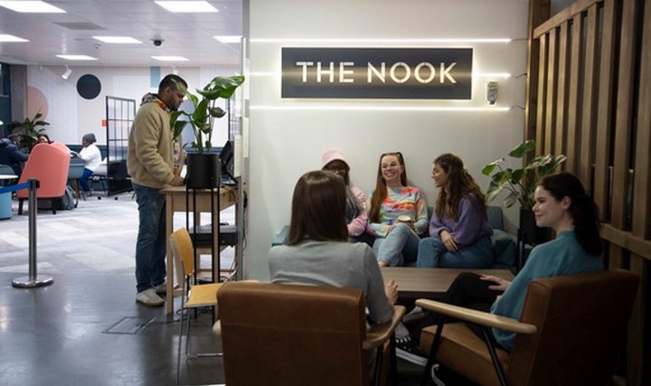 Students sitting and chatting in the Nook
