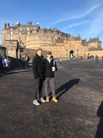 Kenny standing outside Edinburgh Castle