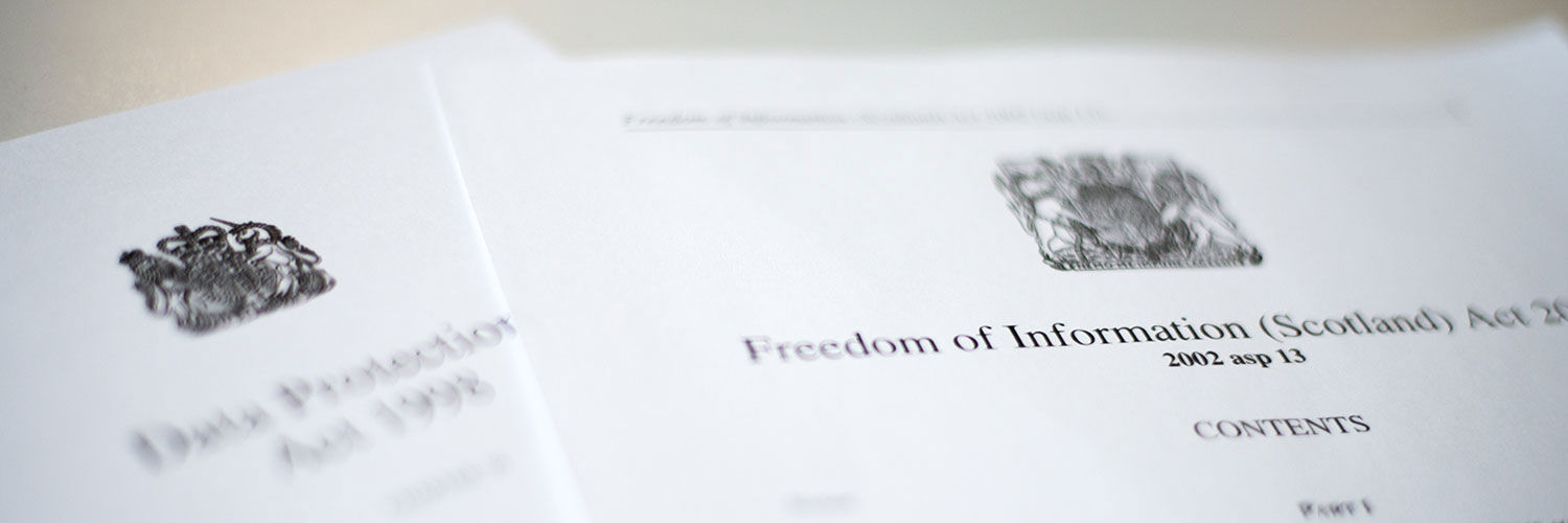 Close up of the Data Protection Act 1998 & Freedom of Information (Scotland) act 2002