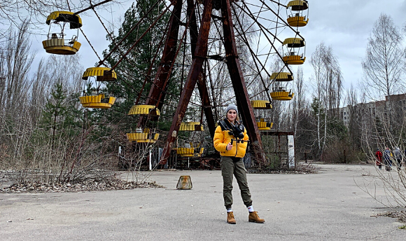 Alexandra Gilbert filming in Chernobyl