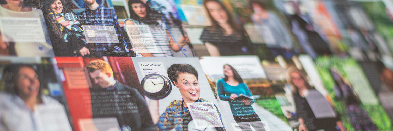A collage of magazine pages
