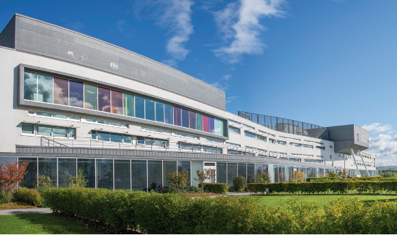 An exterior panoramic shot of QMU Campus