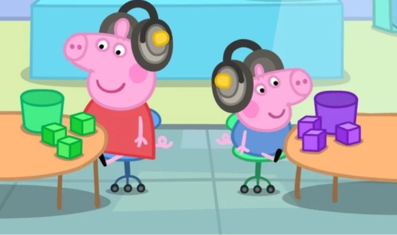 George Pig gets tested for hearing loss