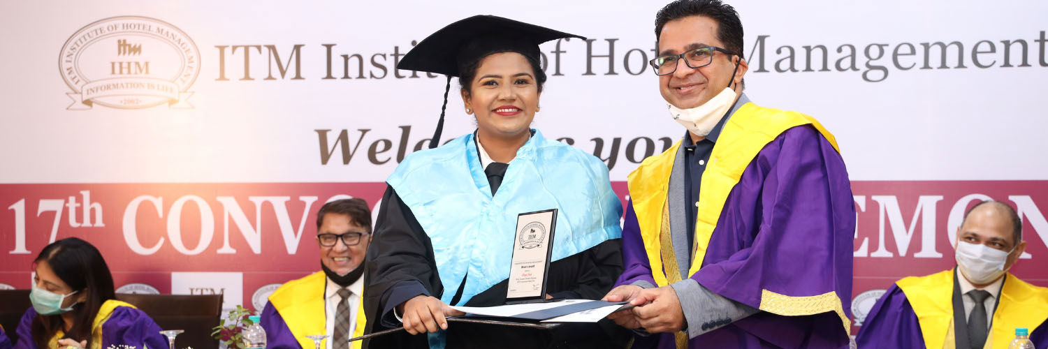 ITM graduate Divya Yatin Shah receives her degree at her graduation ceremony.