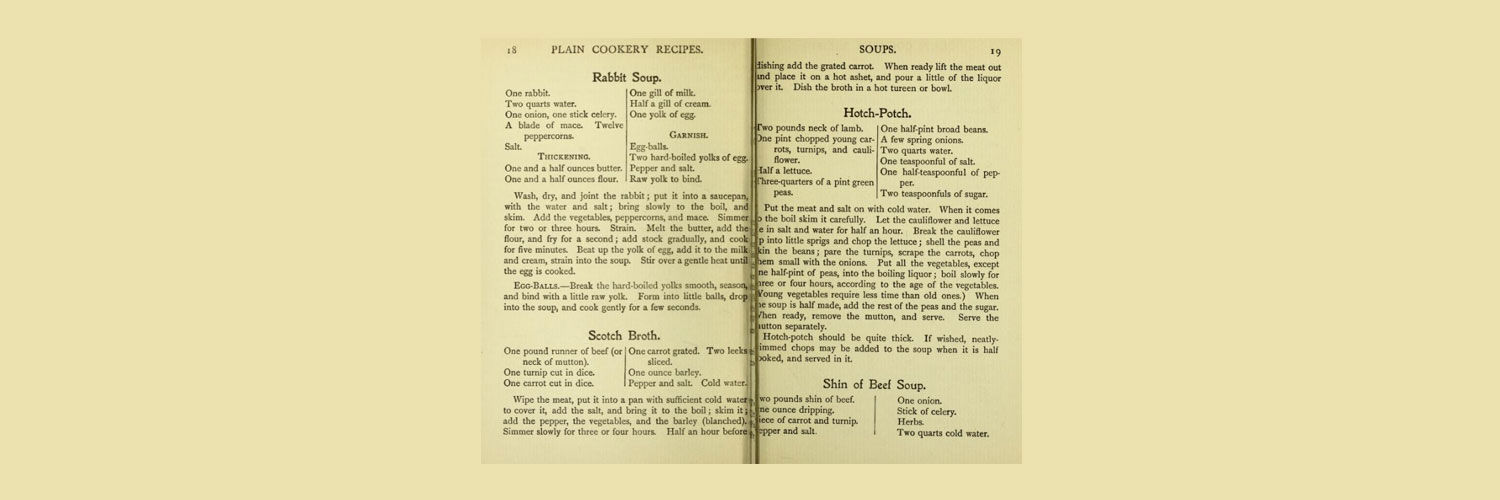 An archival scan of the book Plain Cookery Recipes from the Edinburgh School of Cookery and Domestic Science.