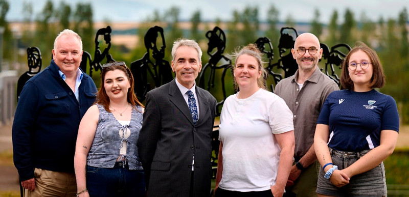 Gordon Mackenzie, the two SU Presidents, Richard Butt, David Stevenson and Martha Ellis