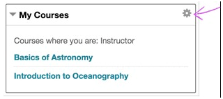 Manage My Courses settings cog icon location