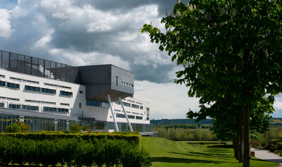 Exterior shot of the QMU campus building