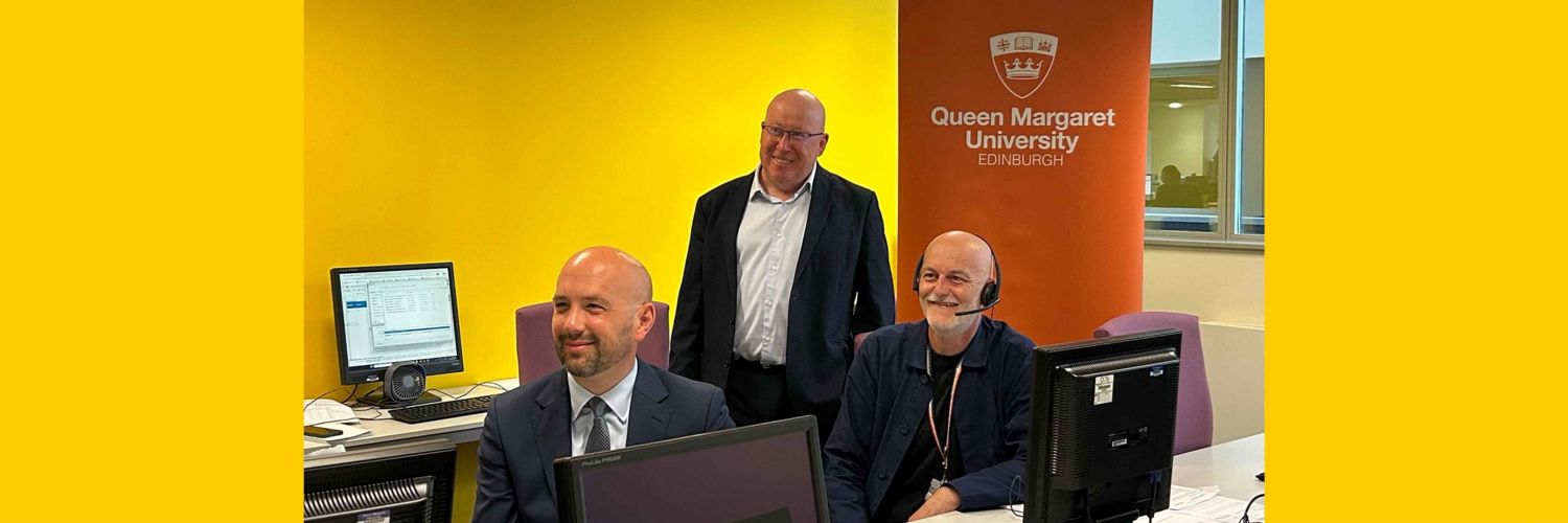 Ben Macpherson with Sir Paul Grice and Callum Maguire, Head of Widening Participation & Outreach