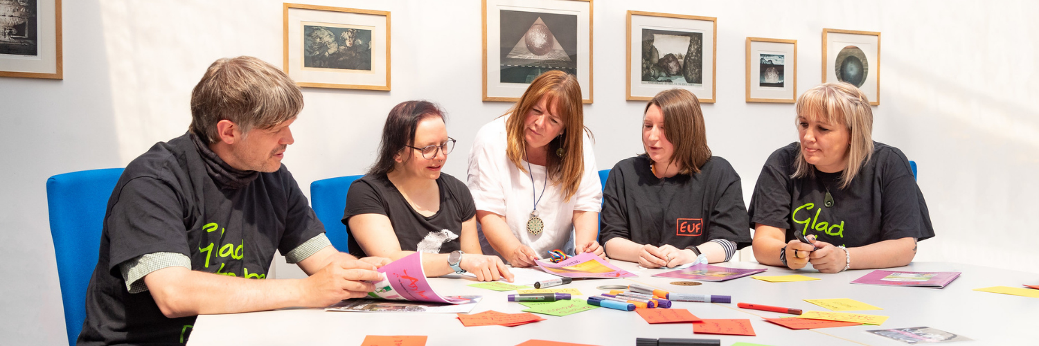 Participants in a workshop for the MSc Mad Studies at Queen Margaret University