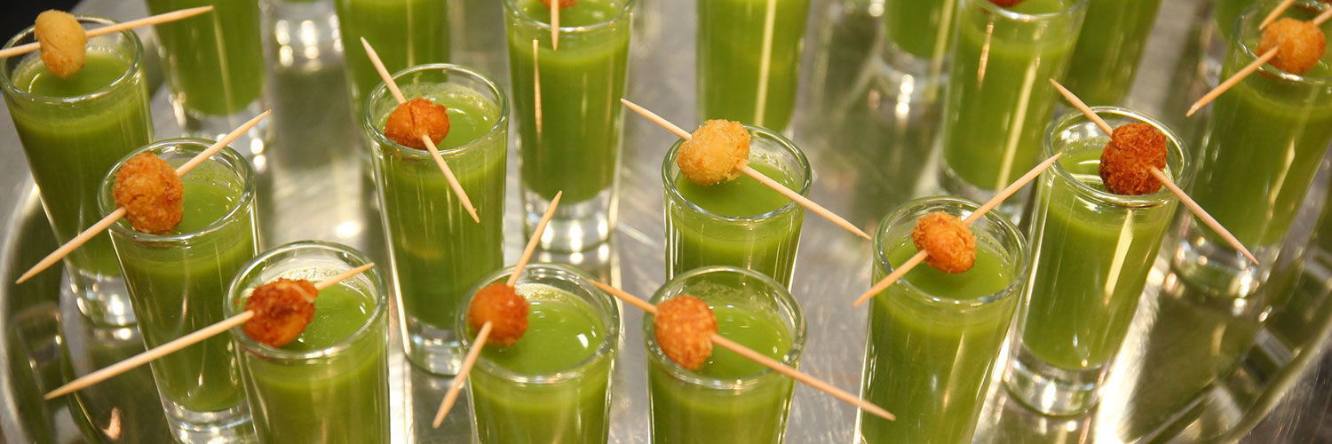 Small glasses with party appetisers