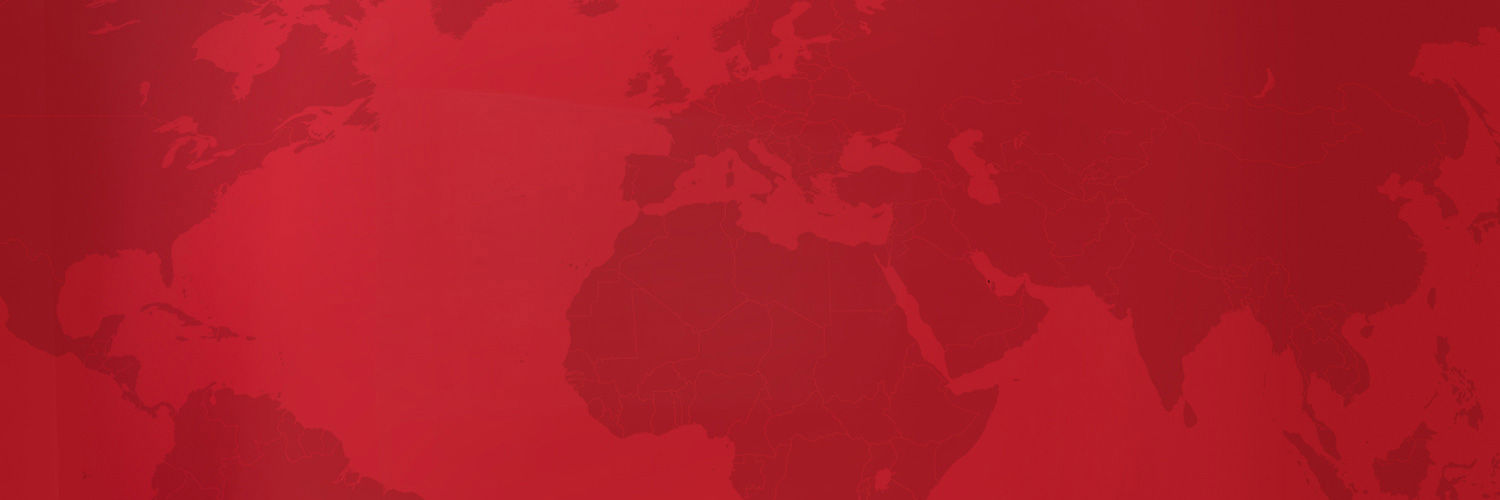 A graphic of the world map in red