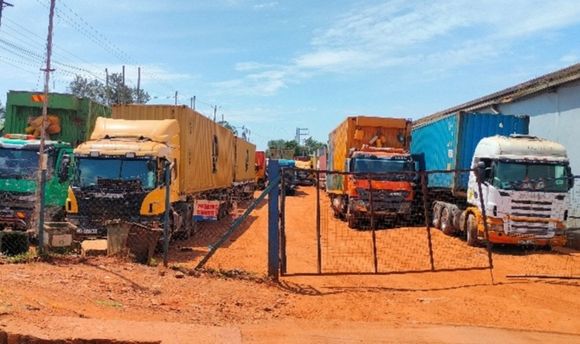 Trucks parked in Africa