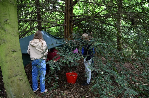 Individuals working outdoors