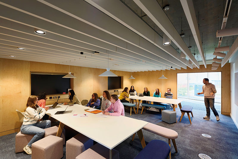 Photo of students using one of our new study spaces