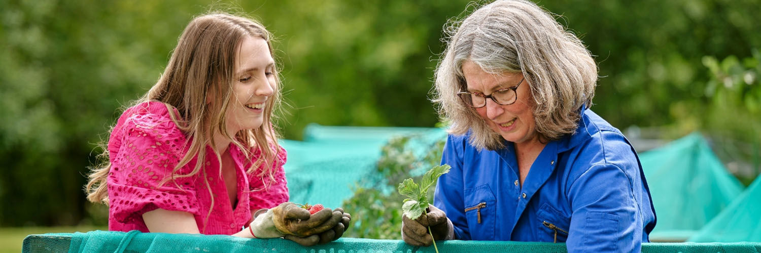 Two women gardening