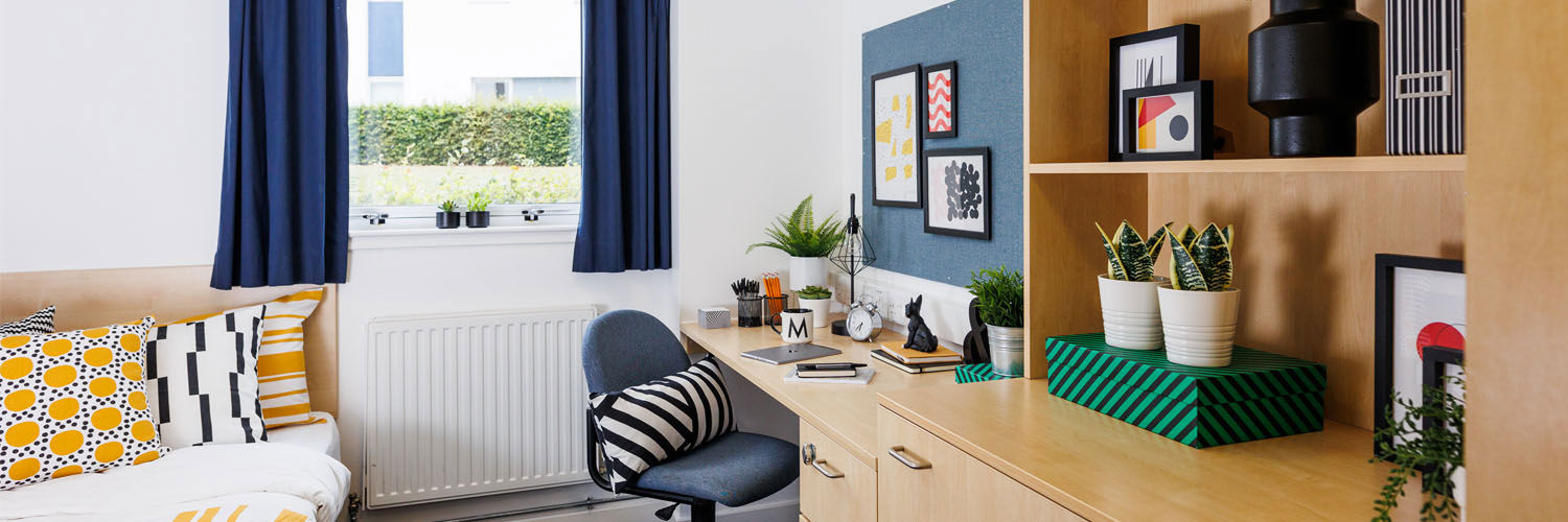 A bedroom in QMU Student Accommodation