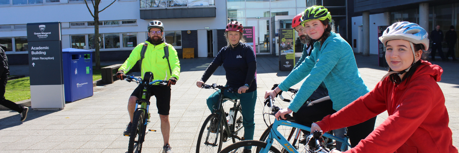 QMU students and faculty taking Bikeability Scotland training