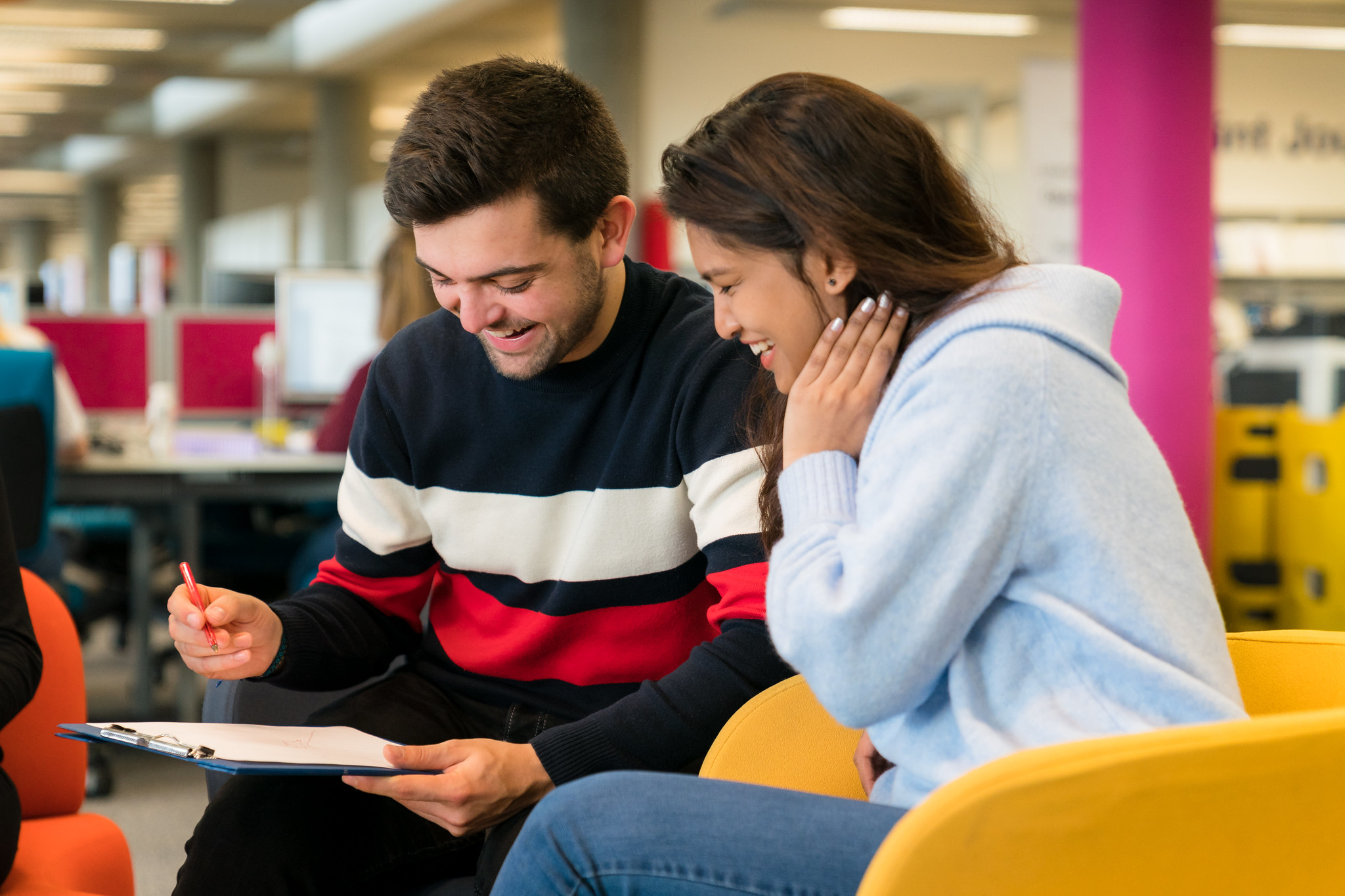 Students working in the QMU LRC (Library) area