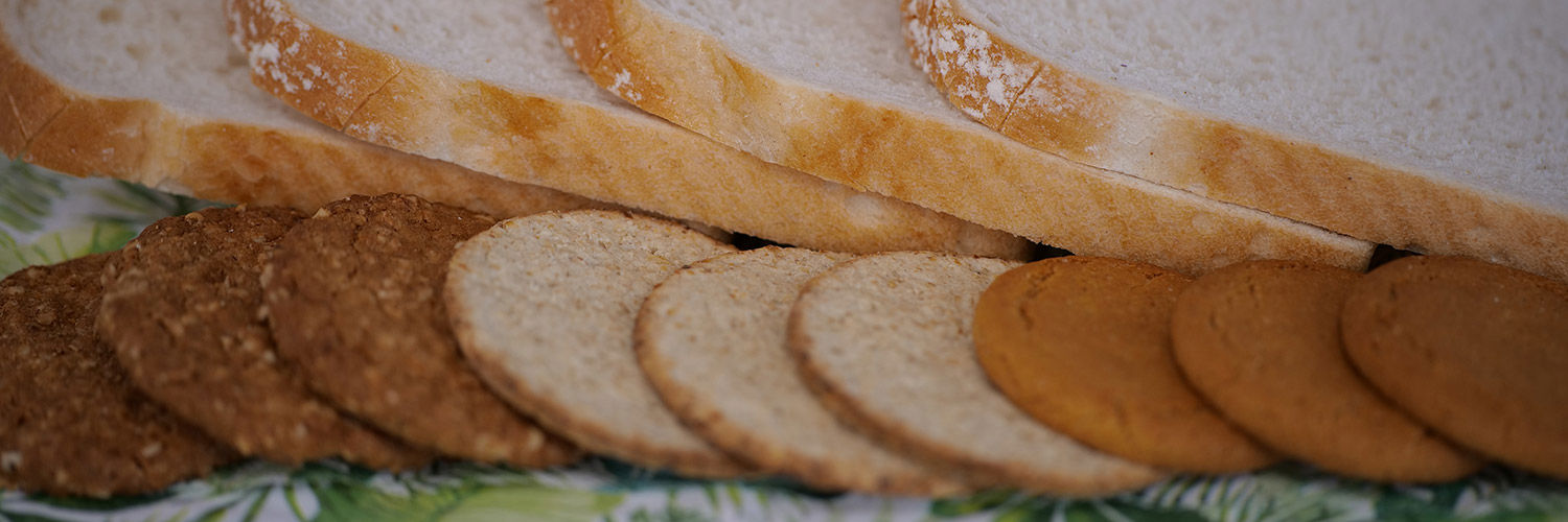 Tray of bread, biscuits and oatcakes