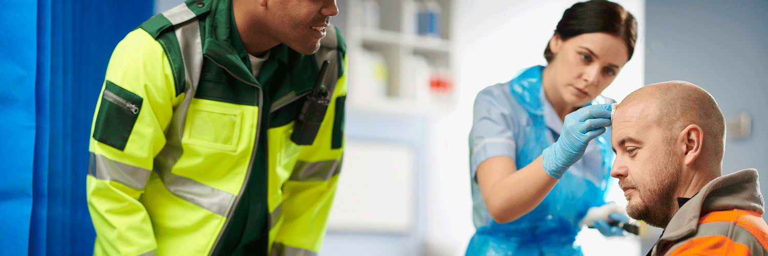Nurse tending to a minor head injury