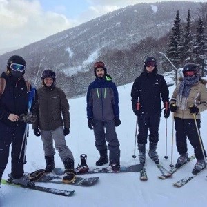 Friends skiing