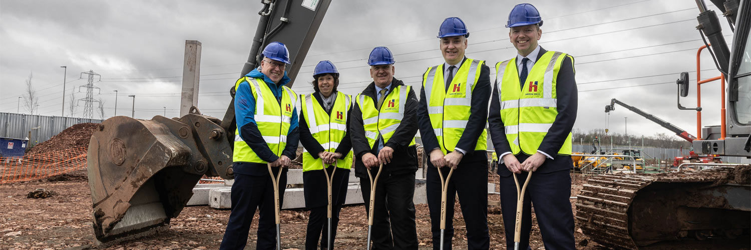 Representatives of East Lothian Council and QMU; Donald Cameron, then UK Government Minister for Scotland; and Richard Lochhead, the Scottish Government’s Minister for Small Business, Innovation, Tourism and Trade at a 'ground-breaking' ceremony for the Edinburgh Innovation Hub.