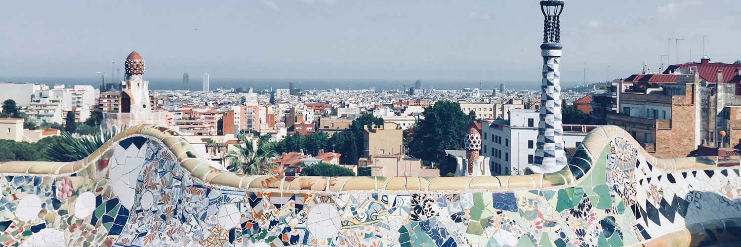 A wide shot of the Barcelona city skyline