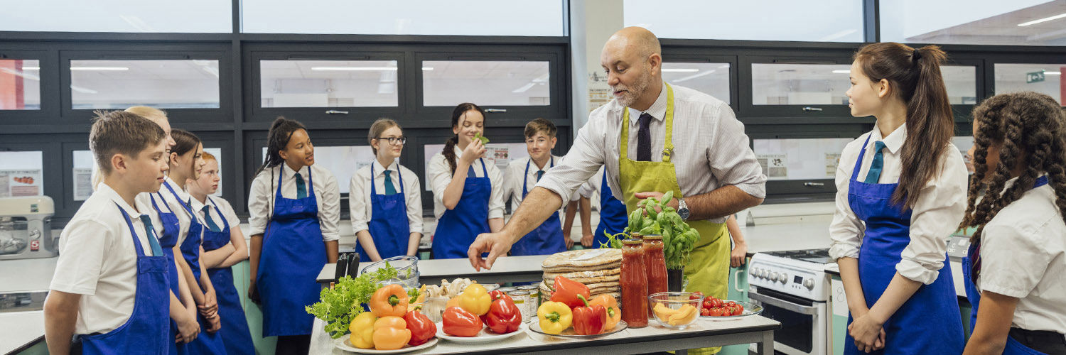 Secondary school Home Economics class in action