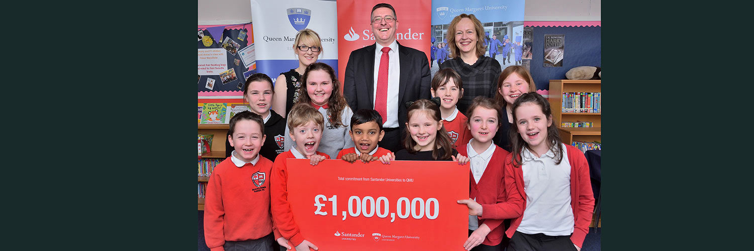 Petra Wend and representatives from Santander Universities celebrate £1m funding