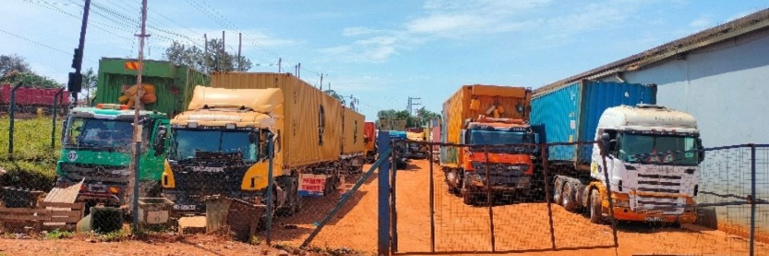 Trucks parked in Africa